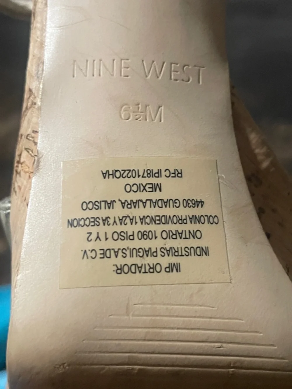 Nine West Silver Metallic Cork Platform Sandals